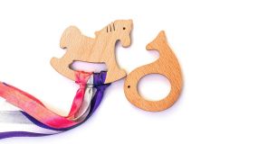 Rocking Potato Wooden teether - Fish & Horse  | 0 to 18 months