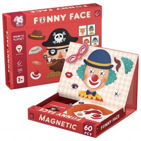 Storio Magnetic Box Series - Funny Faces Puzzles Toys With Reference Cards and Magnetic Board and Marker To Draw & Play Educational Toy for Kids 2 3 4 Years Boys Girls Montessori Gift Fun & Play for Baby (60 Magnet Pcs)