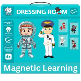 Storio Magnetic Box Series - Dressing Room Puzzles Toys With Reference Cards and Magnetic Board and Marker To Draw & Play Educational Toy for Kids 2 3 4 Years Boys Girls Montessori Gift Fun & Play for Baby (70+ Magnet Pcs)