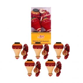Desi Toys Spinning Tops | Lattu | Bhawra | Latto | Bambaram | Pack of 5 | Fun & Therapeutic | For Kids & Adults | For 6 years & Up