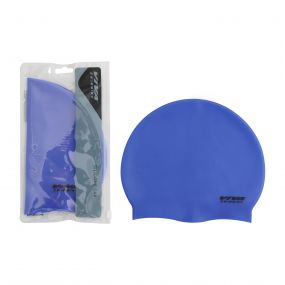 Viva Unisex Silicone Swimming Cap with Zip Pouch (Blue)- Age 8+