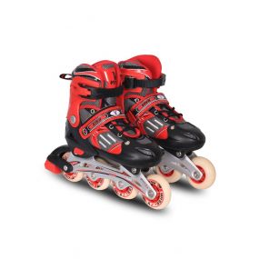 Viva Junior Inline Skates 68MM (Size: 12-1 ) With Adjustable Roller Blades For Girls & Boys (Red, Black)