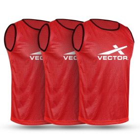 VECTOR X VX-BIBS Pack of 3 Large Football, Hockey Bib (Red)