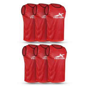 Vector X Training Bibs for Football Soccer Basketball Volleyball for Track and Field Play (XL, RED, 6)