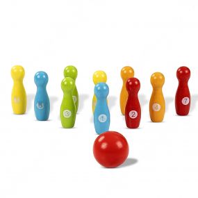 Baybee Wooden Bowling Game Set Kids Toys With 10 Bottles