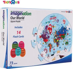 Universe of Imagination Our World Jigsaw Puzzle for Kids 4Y+ | Includes 14 Flash Cards (73 Pieces)