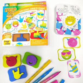 Imagimake Stamp Art Smiley, Colouring & Stamping Set for Kids 3Y+ (Multicolor)