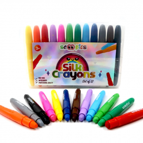 Scoobies 12 Assorted Non-Toxic and Water Soluble Silk Crayons