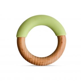 Little Rawr Wood And Silicone Simple Ring Teether-Green