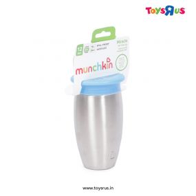 Munchkin Miracle 360° Stainless Steel 296 ml Sippy Cup With Blue Lid for 12 to 24 Months Kids