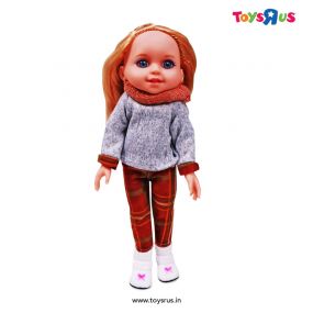 Toyshine 12 Inches Fashion Beauty Doll with Toy Make Up Accessory - Grey Sweater