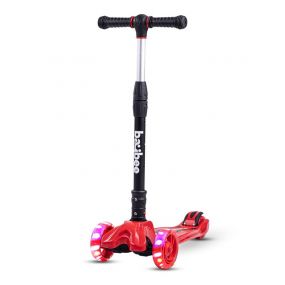 Baybee Flash Scooter for Kids, 3 Wheel Kids Scooter Smart Kick Scooter With Foldable And Height Adjustable Handle And Extra-Wide Led Pu Wheels And Brake, Skate Scooter for Kids (St4-Red)