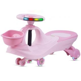 Baybee Lexcen Pink Swing Car for Boys And Girls with Silent Pu Wheel With Shock Absorber