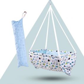 Baybee Newborn Baby Swing Hanging Cradle With Mosquito Net And Spring | Infant Portable Baby Bed-Baby Jhula, Swing Cradle for Baby 0-12 Months (Cocoon, Blue)