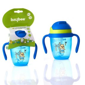 Baybee Blue Anti Spill Baby Straw Sipper Bottle 240 Ml (6 | 30 M)