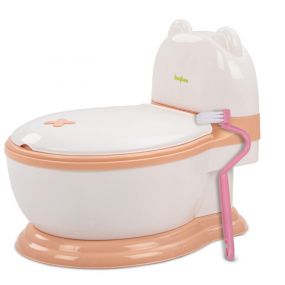 Baybee Banjo Western Toilet Potty Seat for Kids, Baby Potty Training Seat Chair With Closing Lid, Cushion Seat & Tray | Kids Toilet Seat | Baby Potty Seat for Kids 1 To 3 Year Child Boys Girls (Pink)
