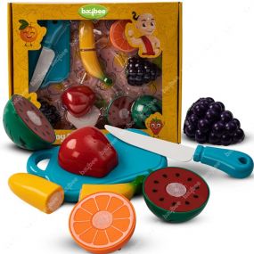 Baybee 5pcs Realistic Sliceable Fruit Toys Set for Kids with Knife & Cutting Board