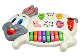 Toyshine Rabbits Musical Piano with 3 Modes Animal Sounds, Flashing Lights & Wonderful Music,Plastic,White