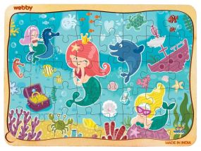Webby Cute Mermaid Wooden Jigsaw Puzzle, 40pcs for Kids 3+ Years