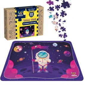 Webby Astronaut On Planet Wooden Jigsaw Puzzle, 108 Pieces for Kids 4 Years+