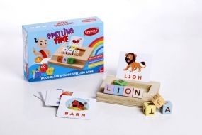 Chanak Spelling Time For Kids, Wooden Alphabet Blocks with 26 Front And Back Flashcards, Early Education Wooden Blocks for Kids