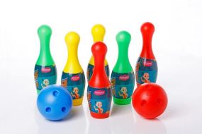 Chanak Plastic Bowling Game Set With 6 Pin and 2 Ball, Multicolor Bowling Set for Indoor & Outdoor play, Non-Toxic Bowling Game For Kids