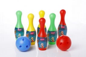 Chanak Plastic Bowling Game Set with 6 Pins & 2 Balls, Multicolor Bowling Set for Indoor & Outdoor Play, Non-Toxic Bowling Game For Kids