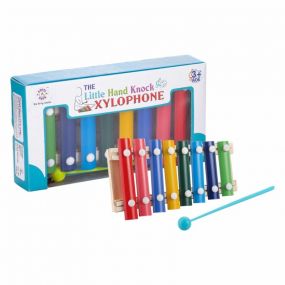 Aditi Toys Wooden Xylophone Musical Toy with 8 Metal Nodes and 1 Mallet, Hand Knock Xylophone, Musical Xylophone Toy for Kids