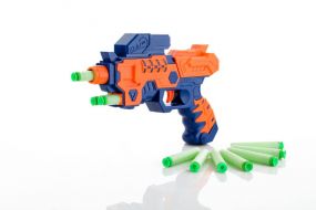 Aditi Toys Hi-Arm Soft Bullet Gun With 10 Bullets, Plastic Gun Toy For Kids, Effective Range of 40 Feet, Soft Bullet Gun For Kids