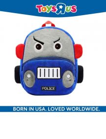 Animal Alley Blue Police Car Velvet School Bags for 2 to 5 Years Kids for Girls/Boys Backpack (Blue, 4 L)
