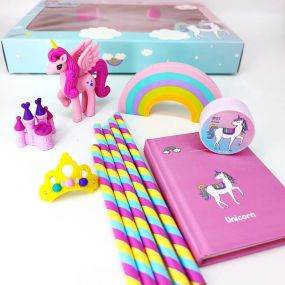 Toyshine Unicorn Stationary Set - Erasers, Pencils, Sharpner, Diary - Birthday Party Return Gift Party Favor for kids