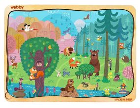 Webby Cartoon Jungle Wooden Jigsaw Puzzle, 24pcs for Kids 4 Years+