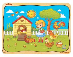 Webby Chicken Coop Wooden Jigsaw Puzzle, 24pcs for Kids 4 Years+