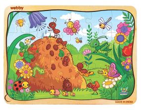 Webby Colourful Bugs Wooden Jigsaw Puzzle, 24pcs for Kids 4 Years+