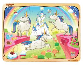 Webby Funny Unicorns Wooden Jigsaw Puzzle, 24pcs for Kids 4 Years+