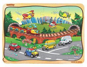 Webby Funny Vehicles Wooden Jigsaw Puzzle, 24pcs for Kids 4 Years+