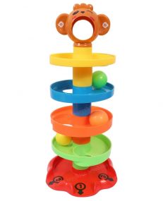 Toyshine 5 Layer Plastic Stack, Drop and Go Ball Drop and Roll Swirling Tower Ramp Development Educational Toys for Baby and Toddler (Multicolour)