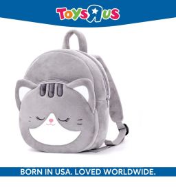 Animal Alley Grey Cat Velvet Backpack Bags for 2 to 5 Years Kids for School Backpack (Grey, 4 L)