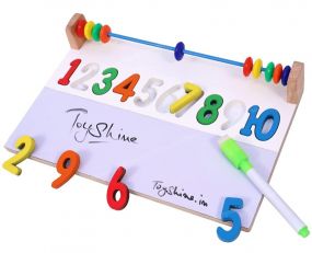 Toyshine 3 in 1 Wooden Activity Numbers Writing Board with Counting Abacus Beads Activity - Montessori Gifts Toys for Toddlers Boys & Girls 2 3 4 5 Year Old Preschool Basic Skills Learning