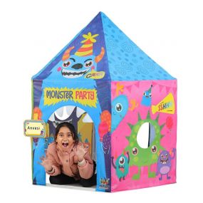 Webby Monster Castle Playhouse Tent for Kids with Hanging LED Light, Peep Holes, Name Tag and Face Mask for Kids 3+ Years