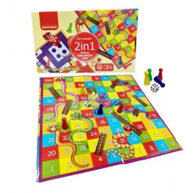 MUREN 2 in 1 Snake & Ladder, Ludo Board Game Foldable Cardboard Indoor & Outdoor Play Fun 16 Tokens & 1 Dice - Multicolor