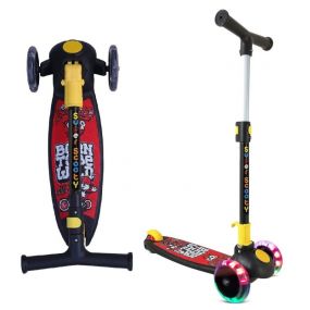 MUREN Kids Scooter 3+ Years Above Boys & Girls- Weight Capacity 50 KG, Adjustable & Foldable Handle I Multicolor Flashing LED Wheels-Black