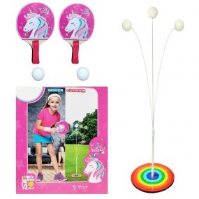MUREN Portable Table Tennis Trainer Toy Ping Pong Paddle Set Unicorn Printed For Kids Boy & Girl - Multicolor