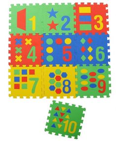 MUREN Counting 0 to 9 Numeric Interlock Puzzles Game 12 X 12 inches EVA Foam Learning & Education Play Floor Mat - 10 Pieces (Random Colors)