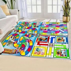 MUREN Jumbo 3 in 1 Ludo, Snake & Ladder, Ludo Paw Patrol Trip Counting Big Size Reversible Kids Play Mat 54 X 54 Inches with 1 Dice & 16 Tokens Anti-Skid Floor Games for Children Family Fun