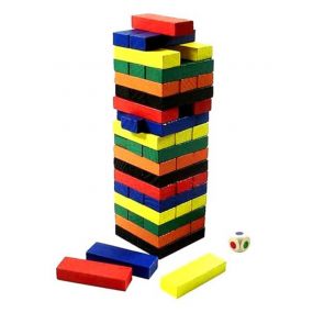 MUREN Zenga Wooden Wiss Toy Blocks With 1 Dice Building Jenga IQ Game Puzzles Tower (Multicolor)