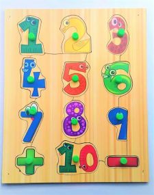 MUREN Pre-school Learning 3 Years Kids Toddlers 0-9 Counting Shape Cutting Wooden Puzzles Toy Children Girls & Boys - Multicolor