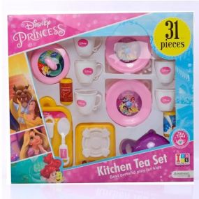 MUREN Disney Princess Tea Set With 31 Pieces Kitchen Cooking Little Chef Pretend Role Play Toy - Pink