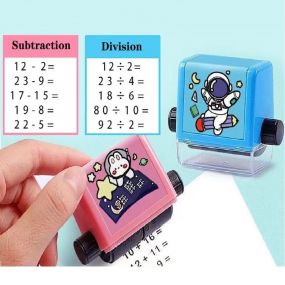 MUREN Math Roller Stamps Combo of 2 Division & Subtraction Rolling Ink Stamp for Kids Early Education Pre-School Digital Reusable Roll On for School Teaching Supplies-Multicolor