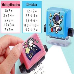 MUREN Math Roller Stamps Combo of 2 Multiplication & Division Rolling Ink Stamp for Kids Early Education Pre-School Digital Reusable Roll On for School Teaching Supplies-Multicolor